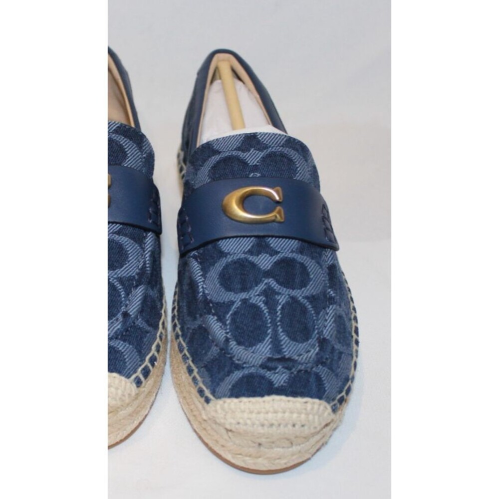COACH Camilla Denim Signature Blue‎ Espadrille Flats Women's Size 6.5 Deep Blue - Picture 4 of 6